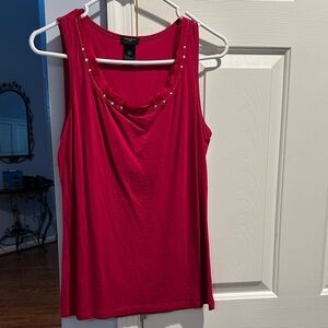 Chico's Vibrant Red Tank Top with Embellished Neckline